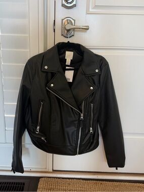 Black Faux Leather Moto Jacket